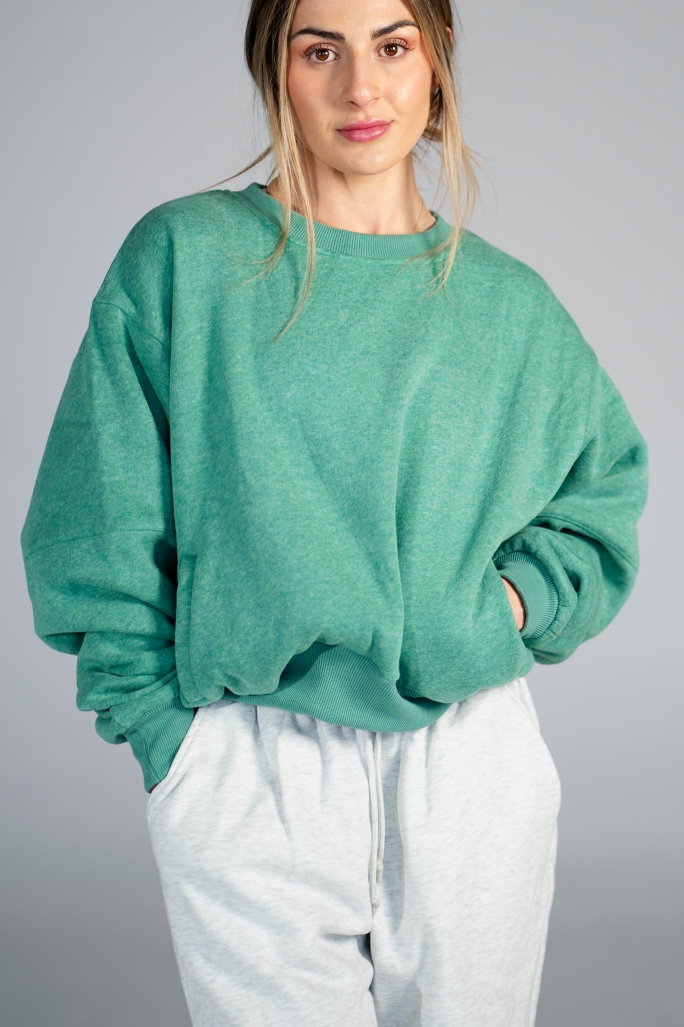 Girly Crew Neck Sweater - Spring Green - HERCULETTE