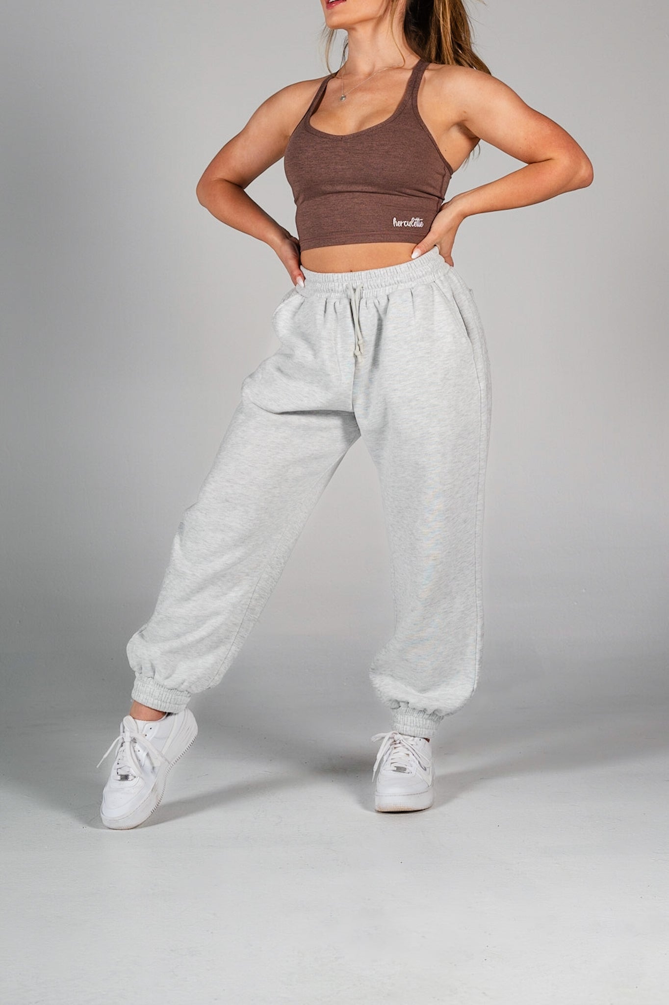 Prime Relaxed Joggers - Heathered Ivory - HERCULETTE